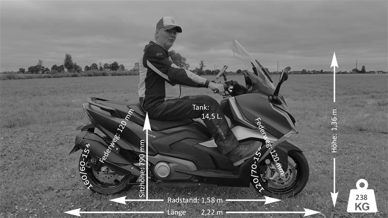 So sitzt es sich auf dem Kymco AK 575i Premium. Super bequem.